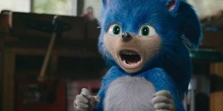 Sonic the Hedgehog screaming in fright