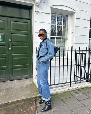 influencer wearing double denim