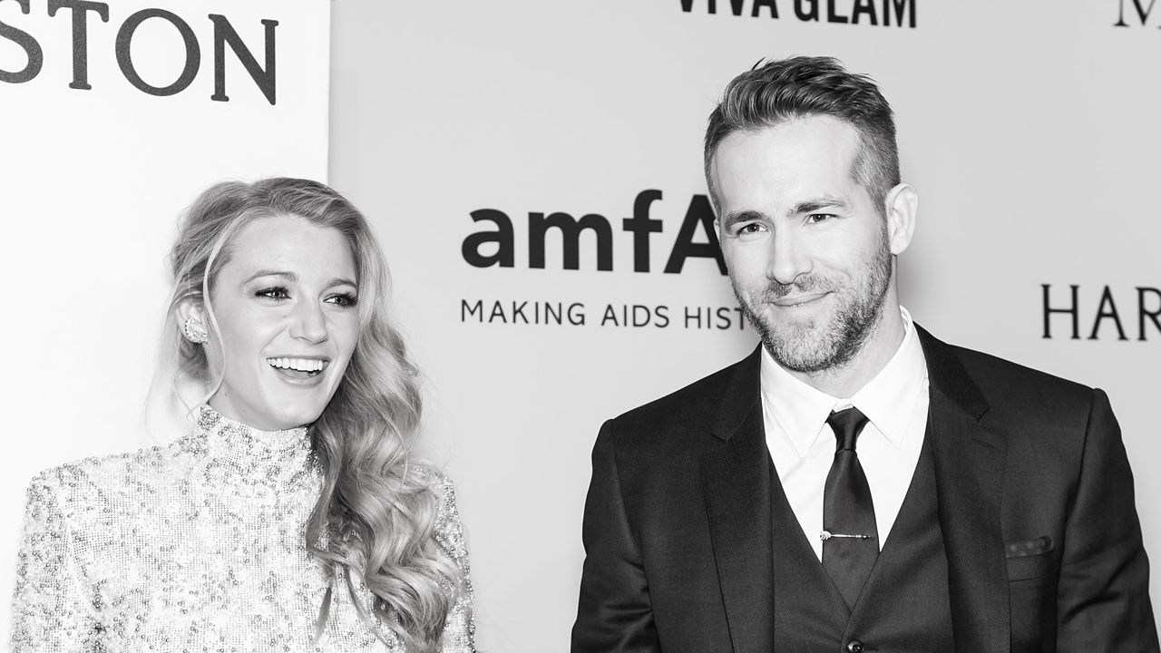 new york, ny february 10 editors note image has been converted to black and white actors blake lively and ryan reynolds attend the 2016 amfar new york gala at cipriani wall street on february 10, 2016 in new york city photo by gilbert carrasquillofilmmagic