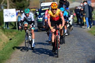 Jonas Iversby Hvideberg on the front foot at Kuurne
