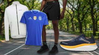 Running apparel shown in front of Central Park road