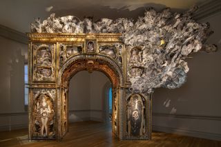 Art installation at the Renwick Gallery called Paper Arch, 2018, by Michael Garlington and Natalia Bertotti