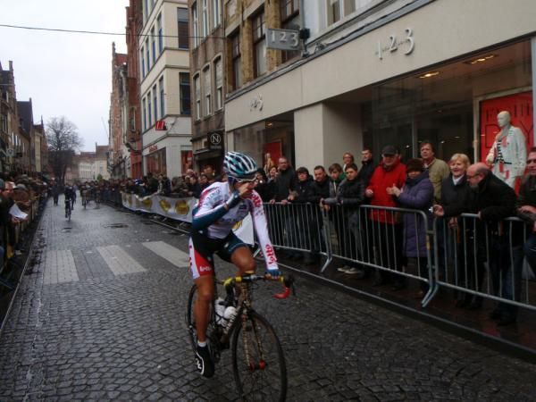 Philippe Gilbert salutes the crowds as he debuts his custom Classics bike