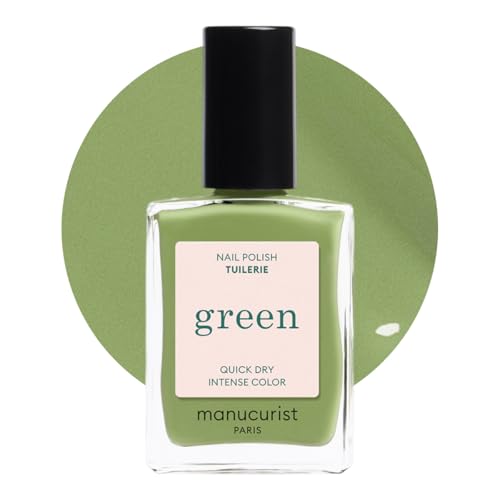Manucurist Green Quick Dry Nail Polish Tuileries - Olive Green Nail Polish - 9-Free, Plant-Based and Vegan - Non Toxic - Natural Classic - Nails Care - Manicure - Made in France - 0.5 Fl Oz