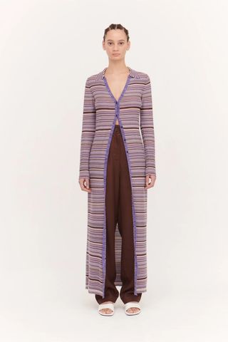 Ninety Percent Lisa True Knit Longline Cardigan With Collar