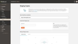 SiteGround's staging environment settings within its user dashboard