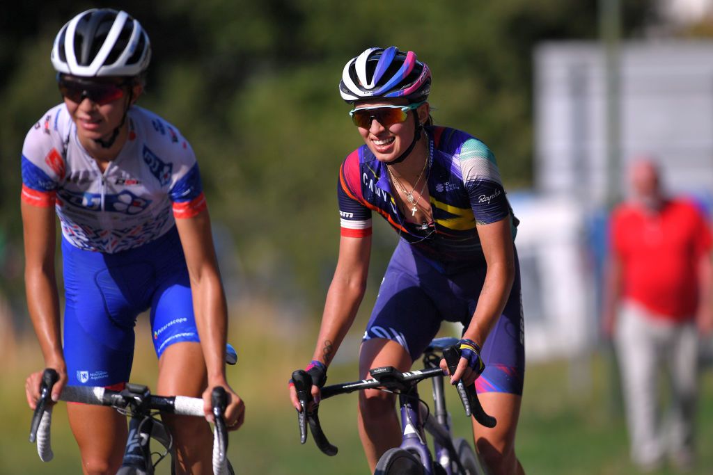 ARCIDOSSO ITALY SEPTEMBER 12 Katarzyna Niewiadoma of Poland and Team Canyon SRAM Racing during the 31st Giro dItalia Internazionale Femminile 2020 Stage 2 a 1248km stage from Civitella Paganico to Arcidosso GiroRosaIccrea GiroRosa on September 12 2020 in Arcidosso Italy Photo by Luc ClaessenGetty Images