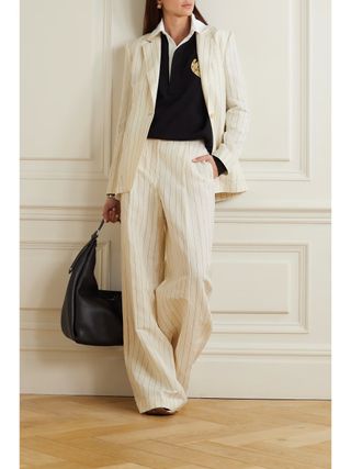 MAX MARA, Micron Pinstriped Linen and Cotton-Blend Blazer