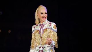 Gwen Stefani wearing GXVE makeup at the Rodeo in Houston