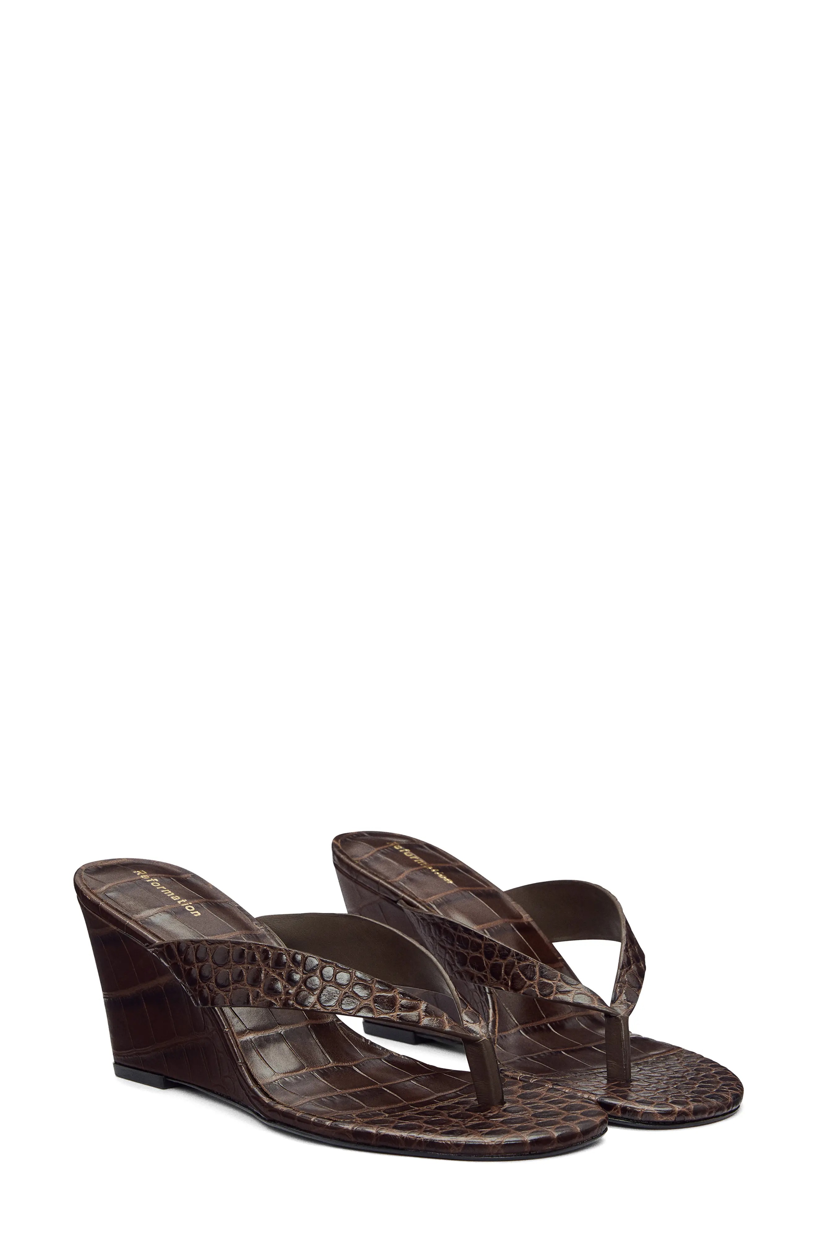 Reformation, Jessie Wedge Thong Sandals