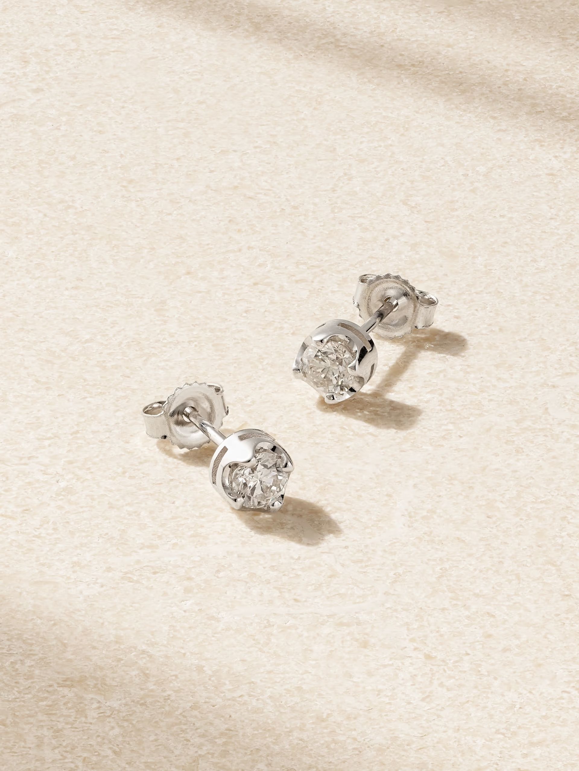 Jennifer Meyer, Small Illusion 18-Karat White Gold Diamond Earrings