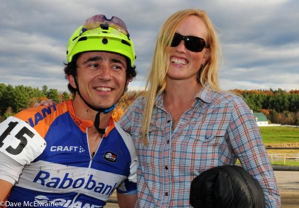 Adam Craig being congratulated by an old friend after the race