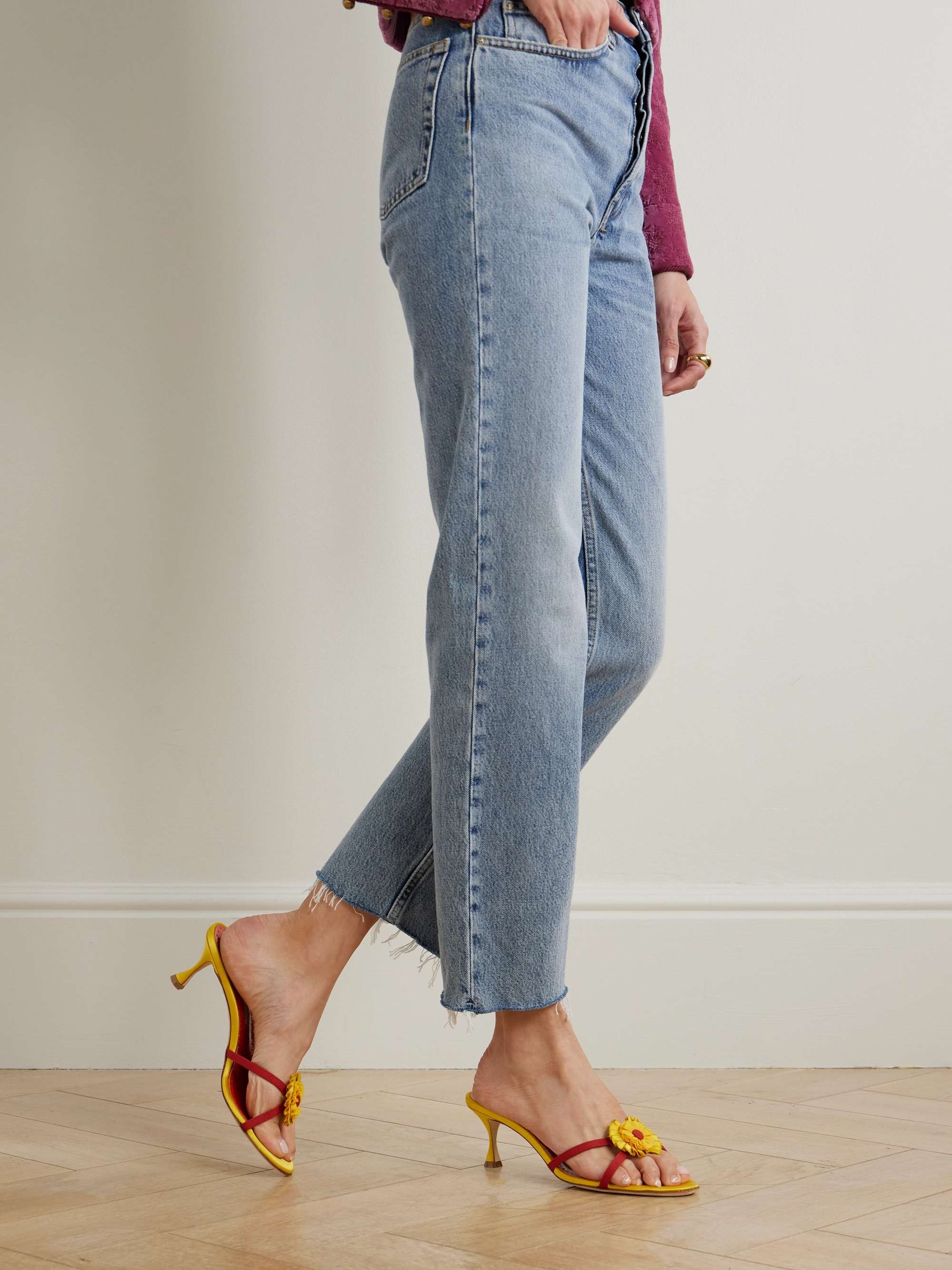 MANOLO BLAHNIK, Paliss 50 appliqu&amp;eacute;d grosgrain mules