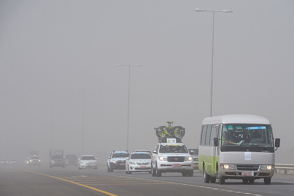 Strong winds cause sand to blow and reduce visablilty