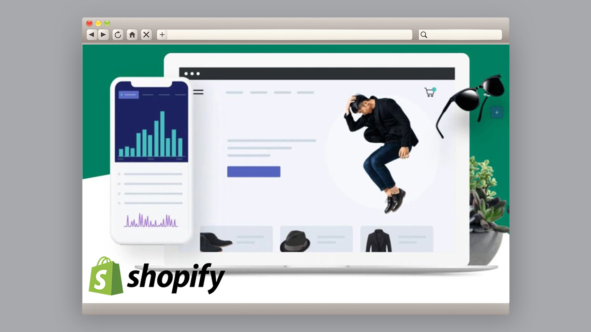 Homepage of Shopify, one of the best website builders for artists, featuring male dancer