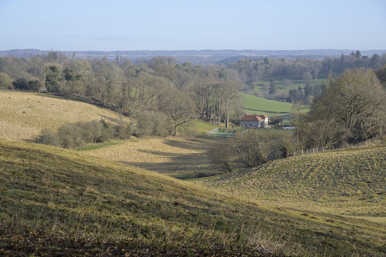 Rolling green hills in England