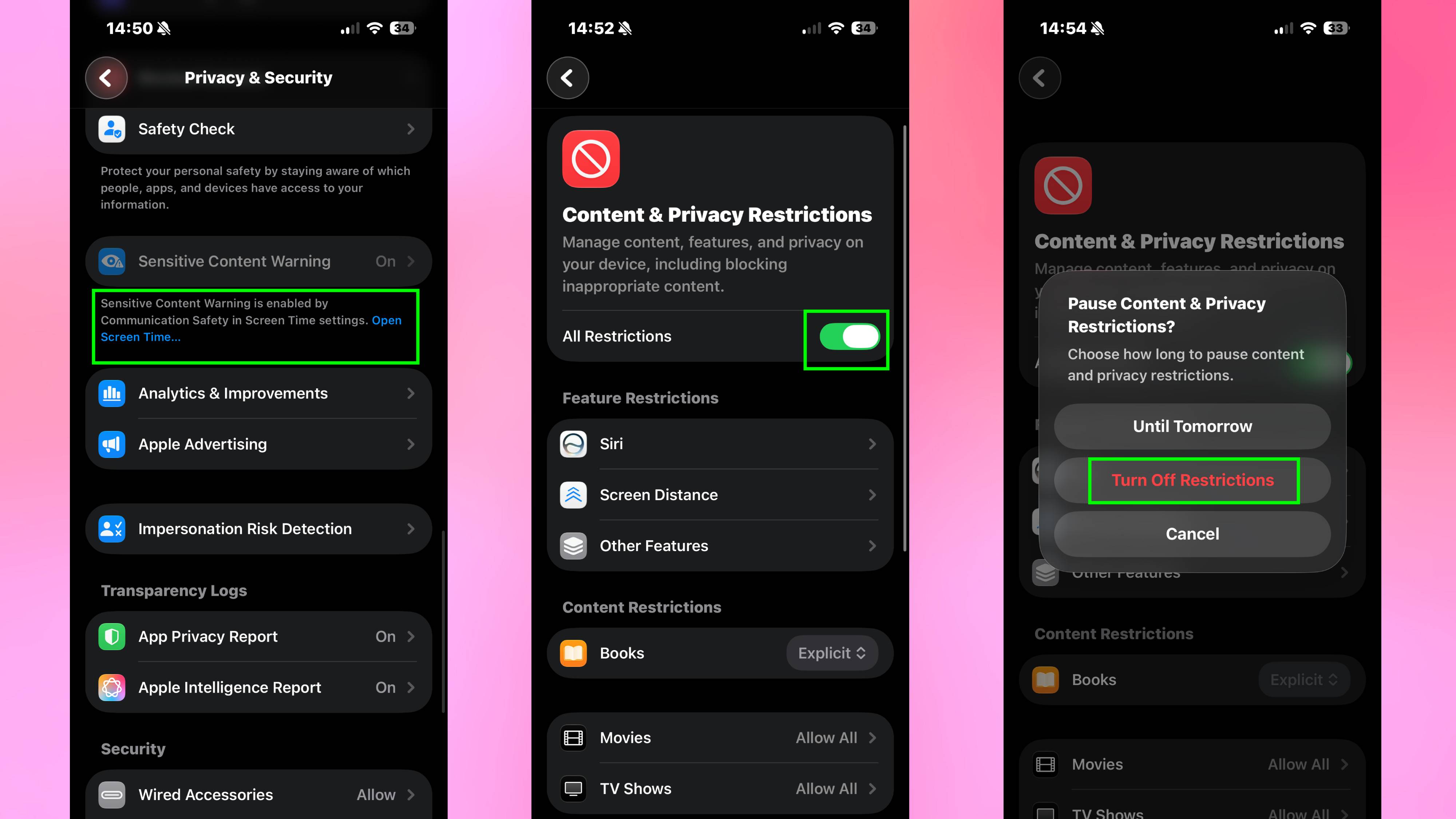 How to turn off sensitive content on iPhone