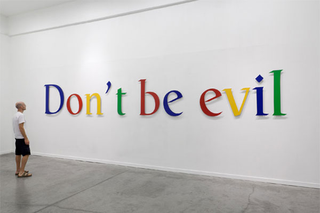 Google unofficial motto "Don't be evil" sign