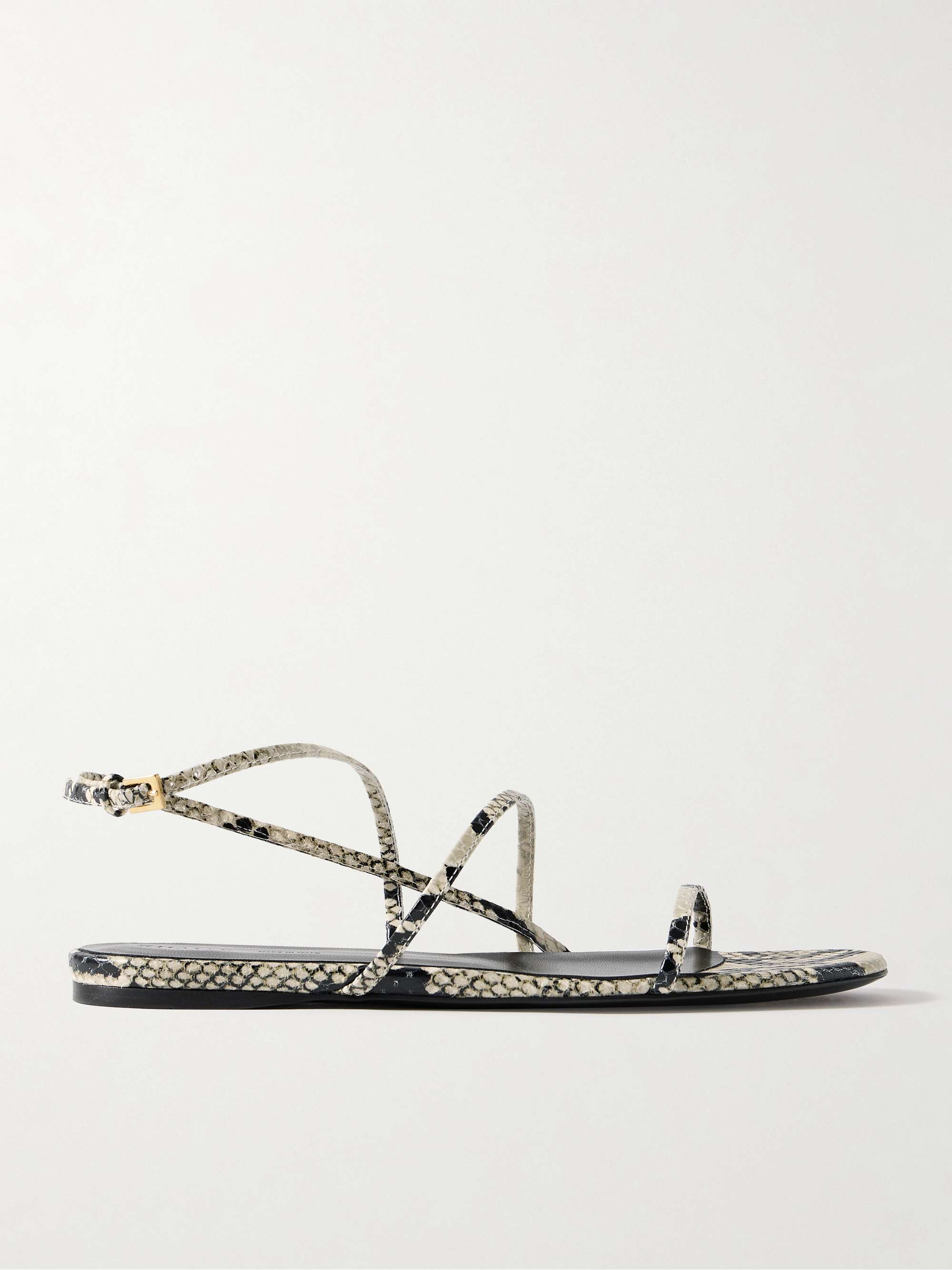 Loop Snake-Effect Leather Sandals