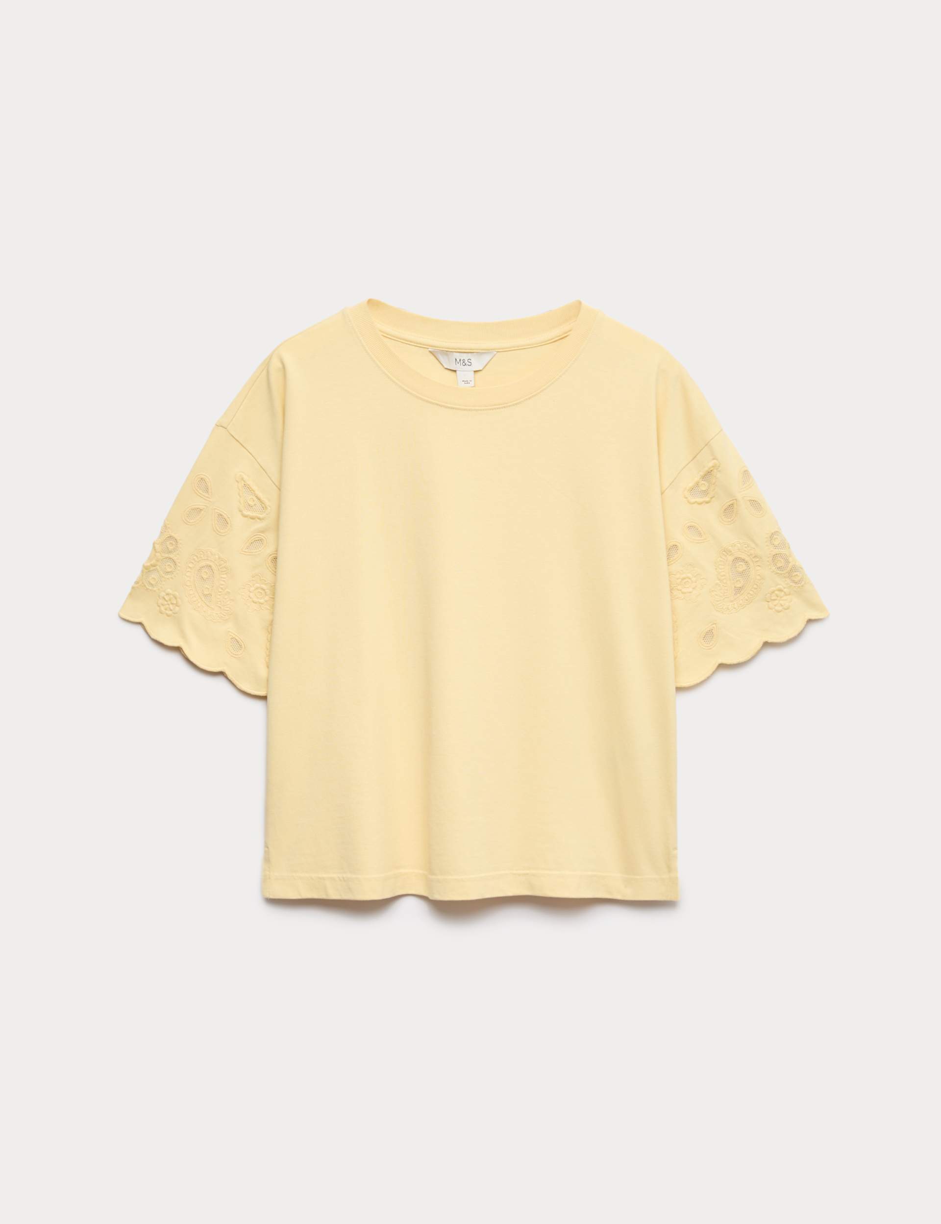 Pure Cotton Broderie Boxy T-Shirt