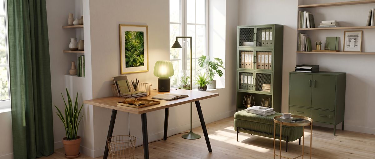 IKEA fall trends for 2026: create an energizing home office with bright brass and matcha green storage and lighting, from $9.99