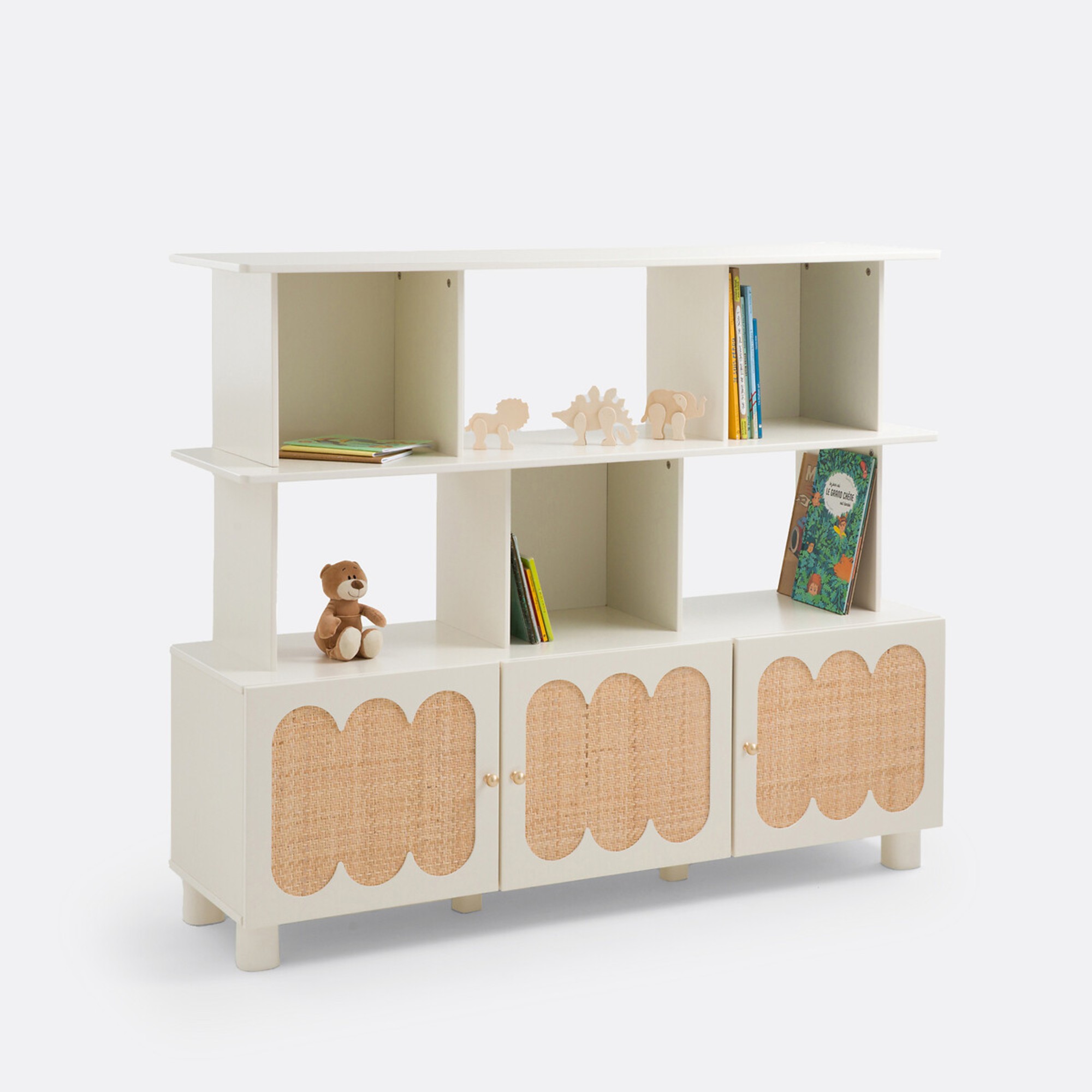 La Redoute Ptilu Wood and Rattan Bookcase
