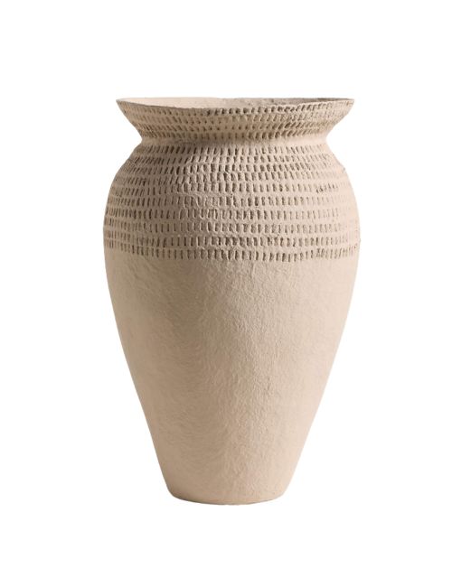 Oaxaca Large Taupe Cotton Mache Vase 20"