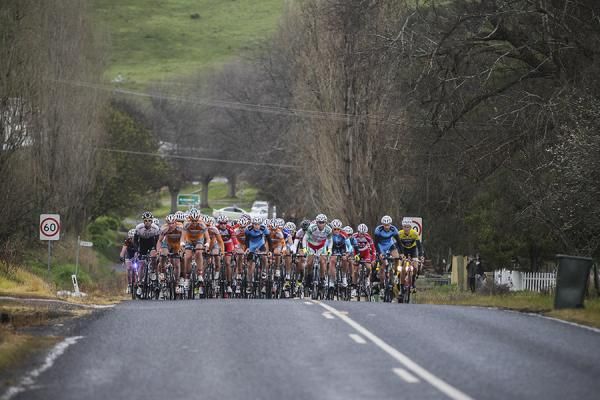 The peloton makes its way to Casterton during Stage 4 of the Tour of the Great South Coast