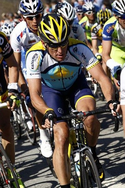Lance Armstrong (Astana) rides in the Milano-Sanremo.
