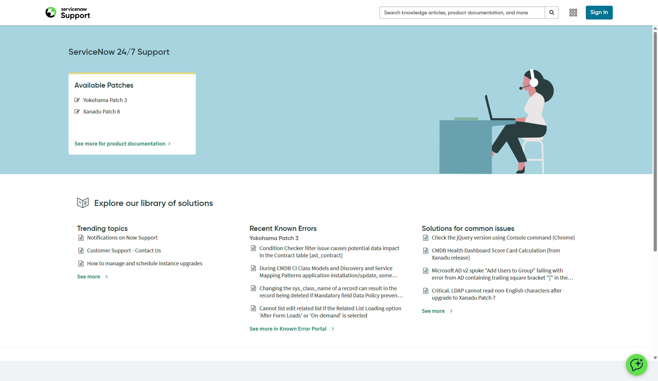 ServiceNow support