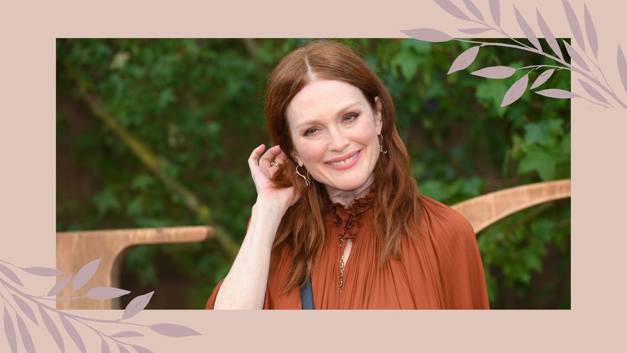 Julianne Moore on the red carpet with a pumpkin spice hair color 