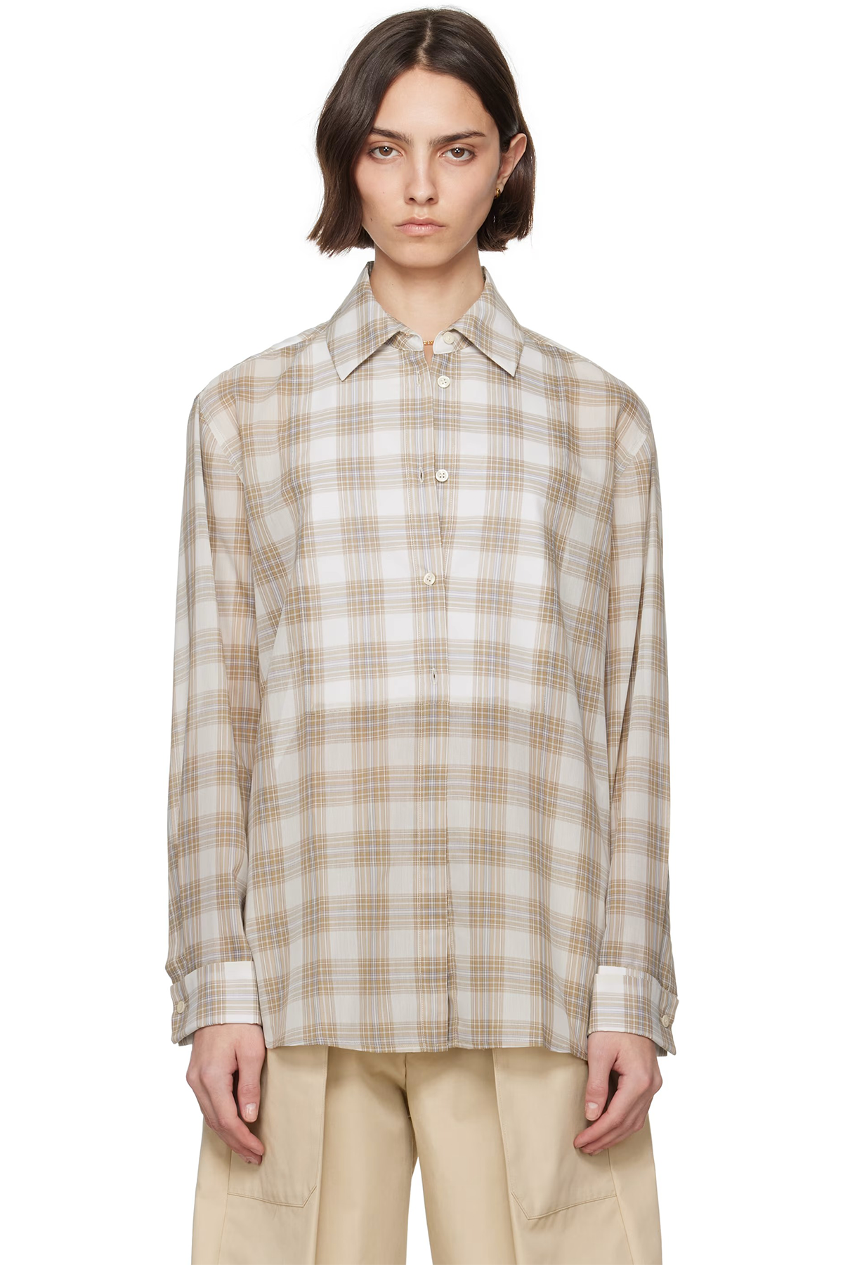 Beige Chloé Bib Button Down Shirt