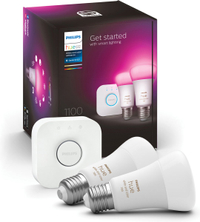 Philips Hue starterkit - wit en gekleurd licht - 2 x 9W E27 1100lm met Bridge van €113,- voor €71,99 (NL)