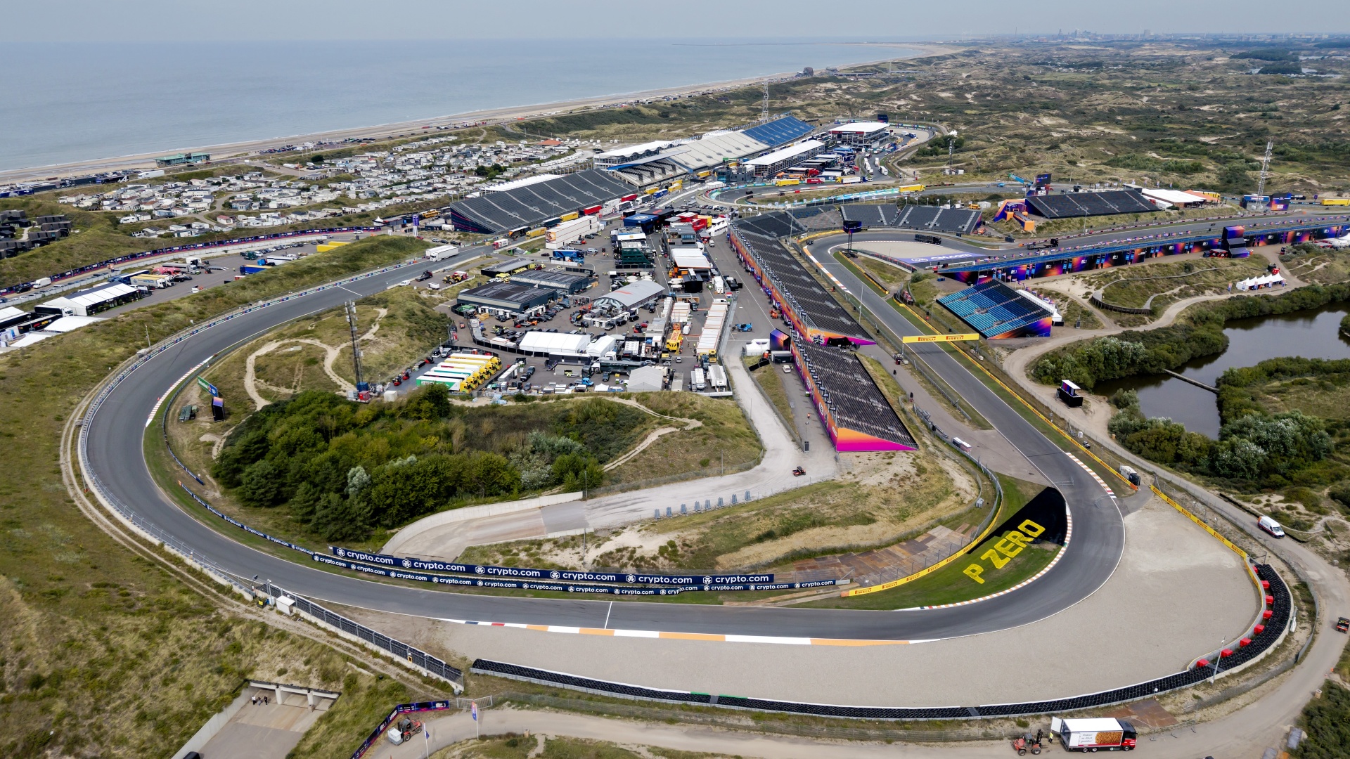 An aerial view of Circuit Zandvoort, home to the Dutch Grand Prix