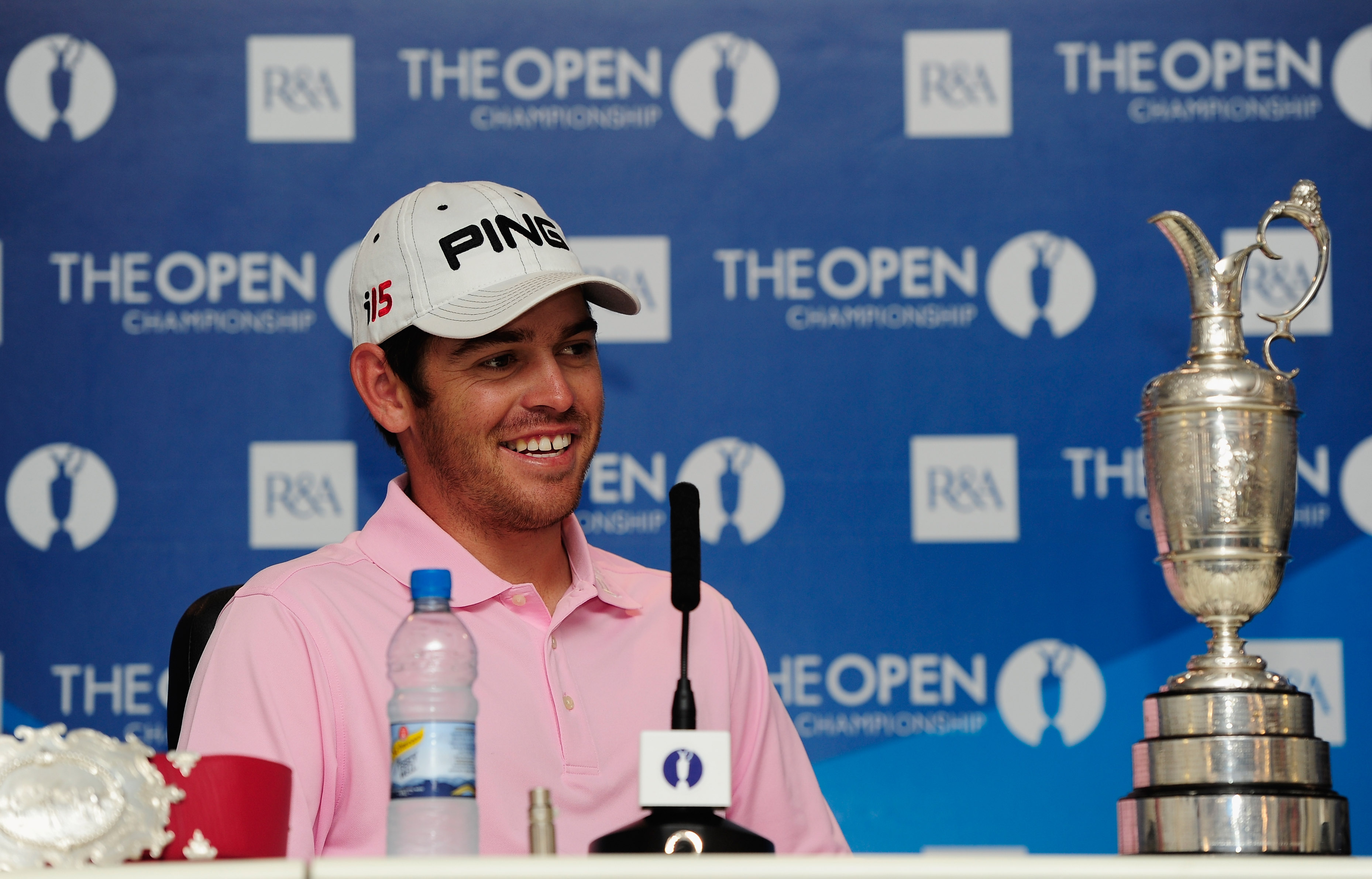 Louis Oosthuizen smiles during his champion's press conference after winning The 2010 Open at St Andrews