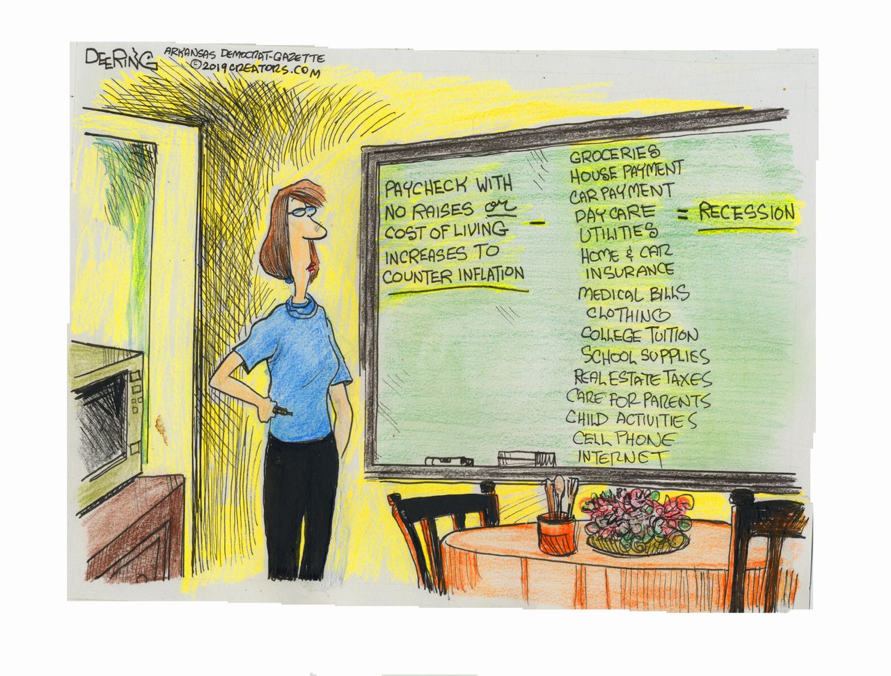 Editorial Cartoon U.S. Recession Explained Chalkboard