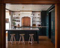 green wooden kitchens