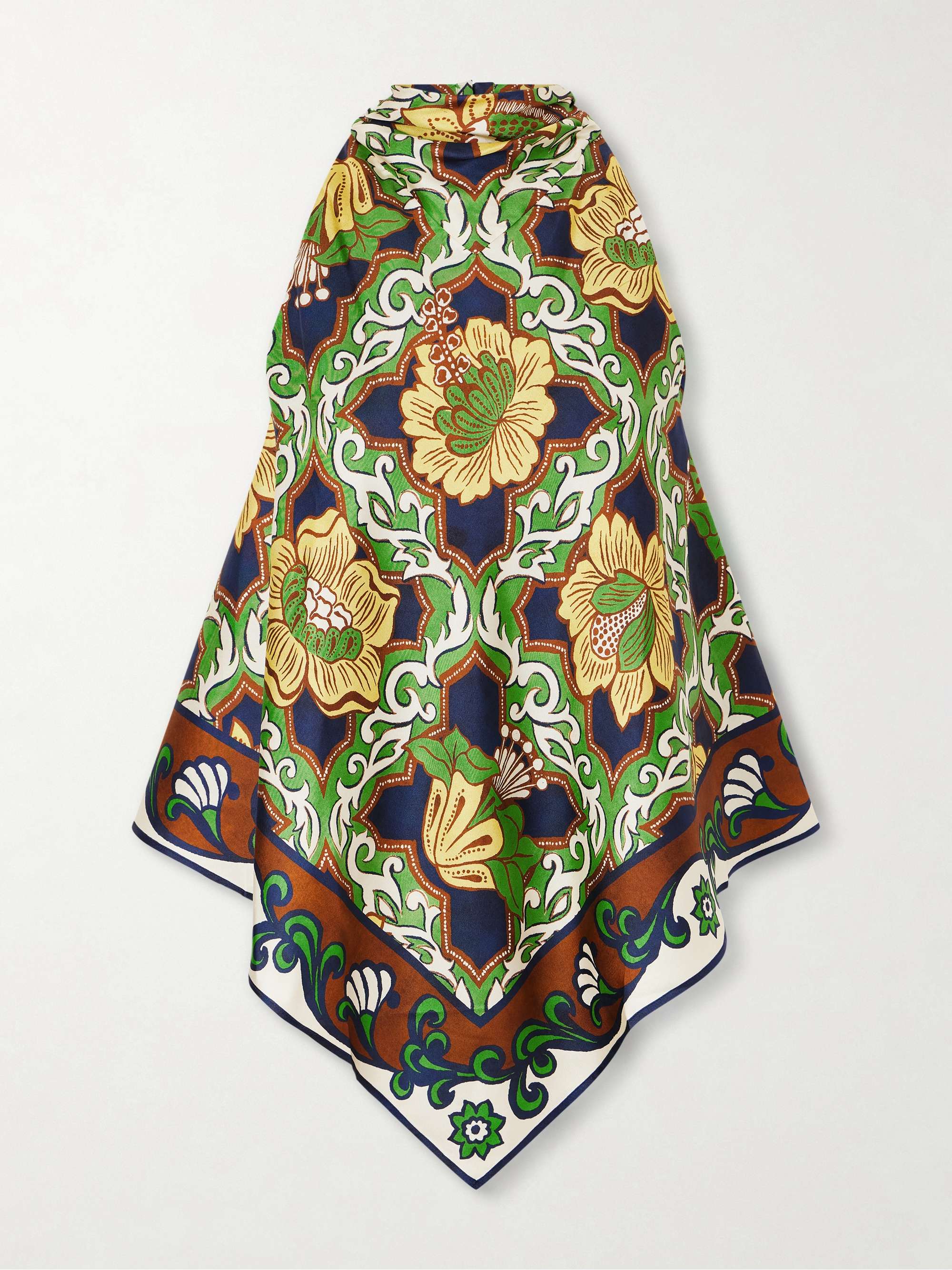 Liana Open-Back Printed Silk-Twill Top