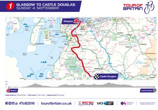 2016 Tour of Britain stage 1 map and profile