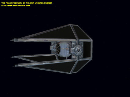 A remodeled and retextured TIE Interceptor for X-Wing Alliance from the X-Wing Alliance Upgrade Project.