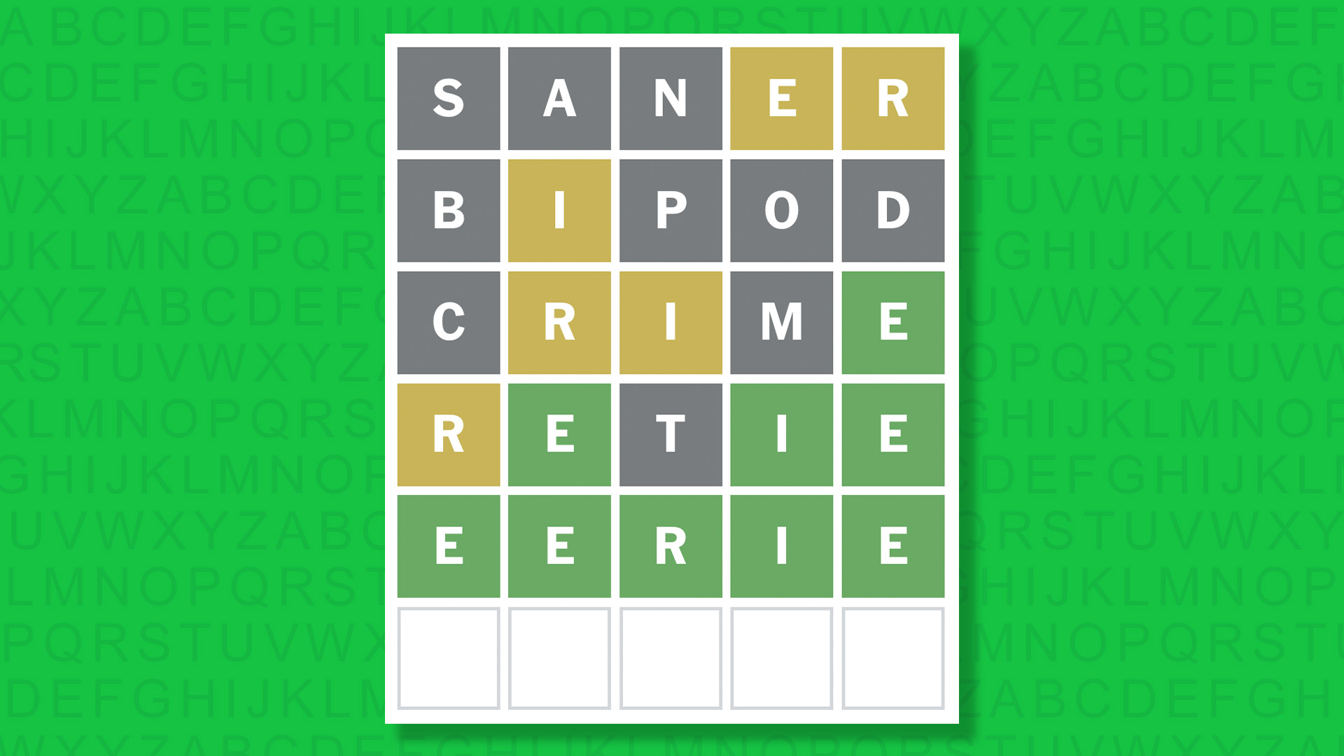 NYT Wordle answer for game 1773 on a green background