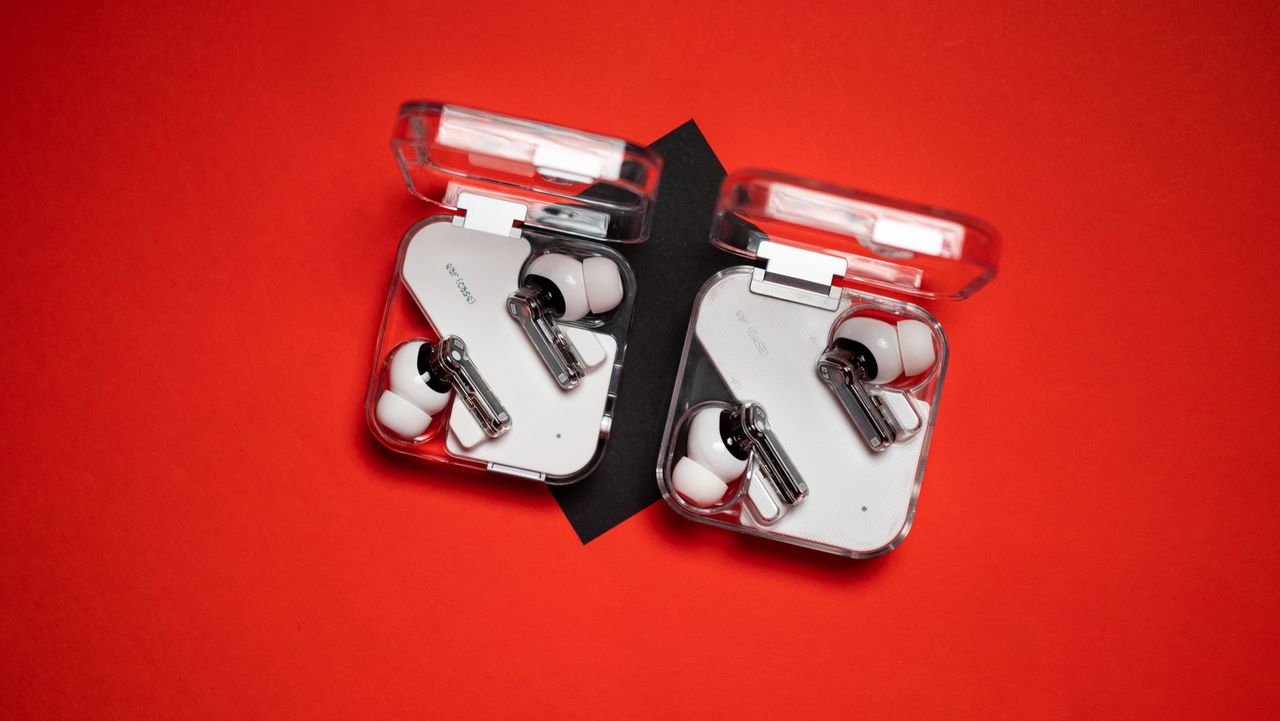 Nothing Ear (2) earbuds review on red background