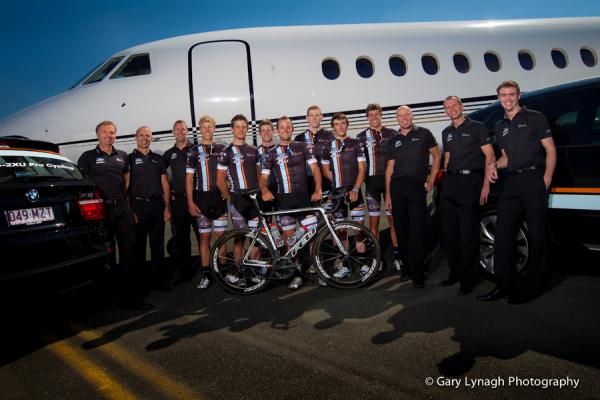 Team Jayco-2XU bound for their debut at the Mersey Valley Tour in Tasmania
