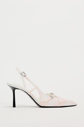 heeled slingback tie dye shoes with buckle in pink