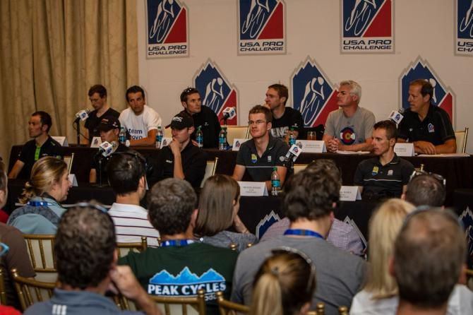 Crowds and riders turn out for todays press conference.