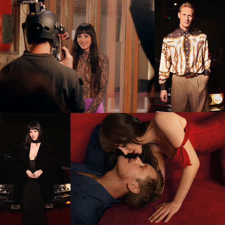 Collage of Dakota Johnson and Alexander Skarsg&aring;rd for Valentino's Vendetta campaign 