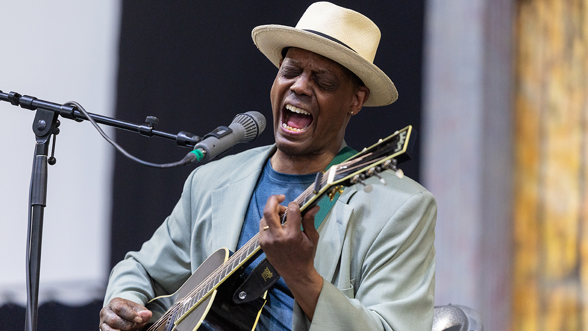 Eric Bibb performs during the 2025 New Orleans Jazz & Heritage Festival at Fair Grounds Race Course on May 02, 2025 in New Orleans, Louisiana
