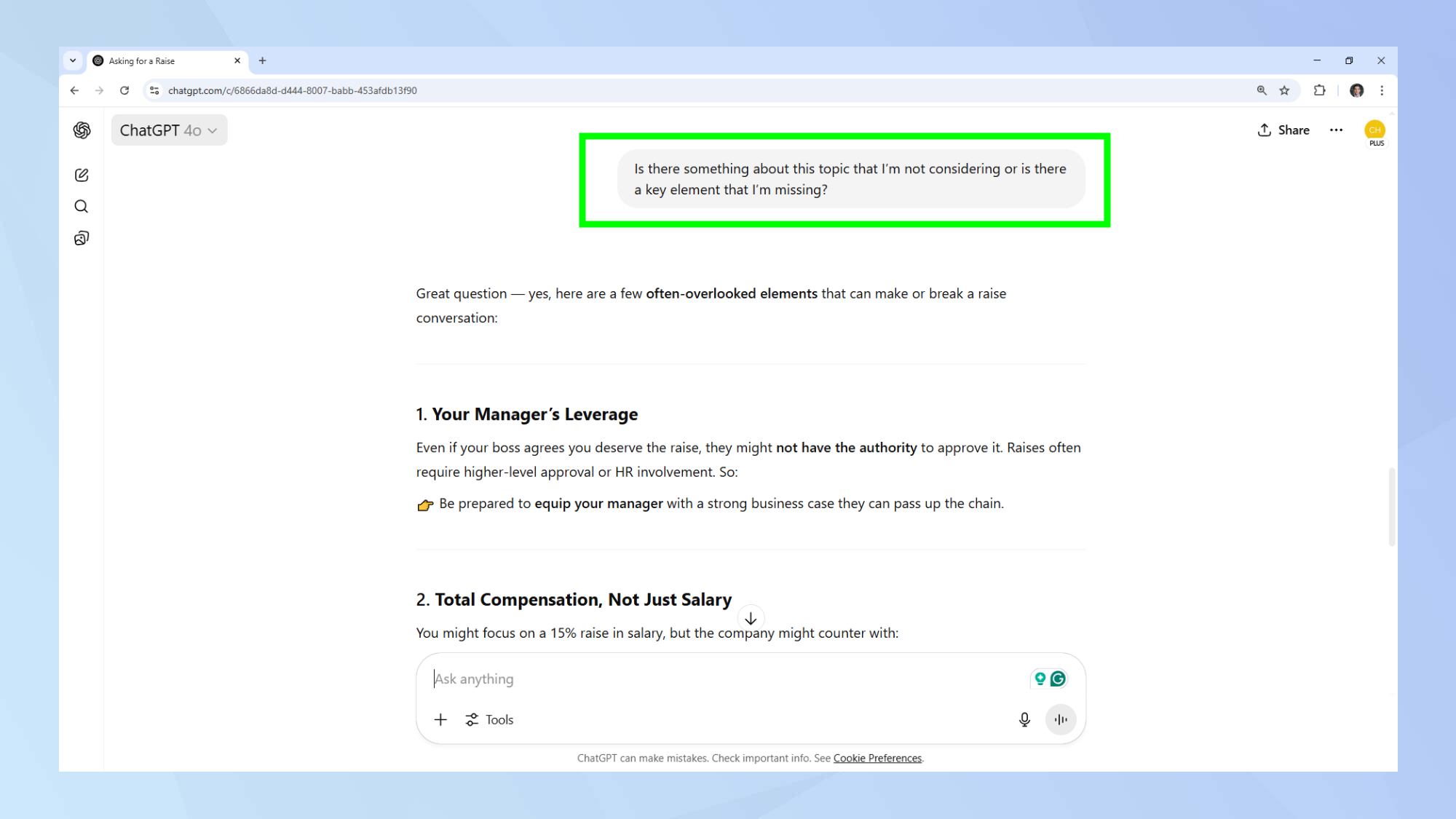ChatGPT is there something missing prompt
