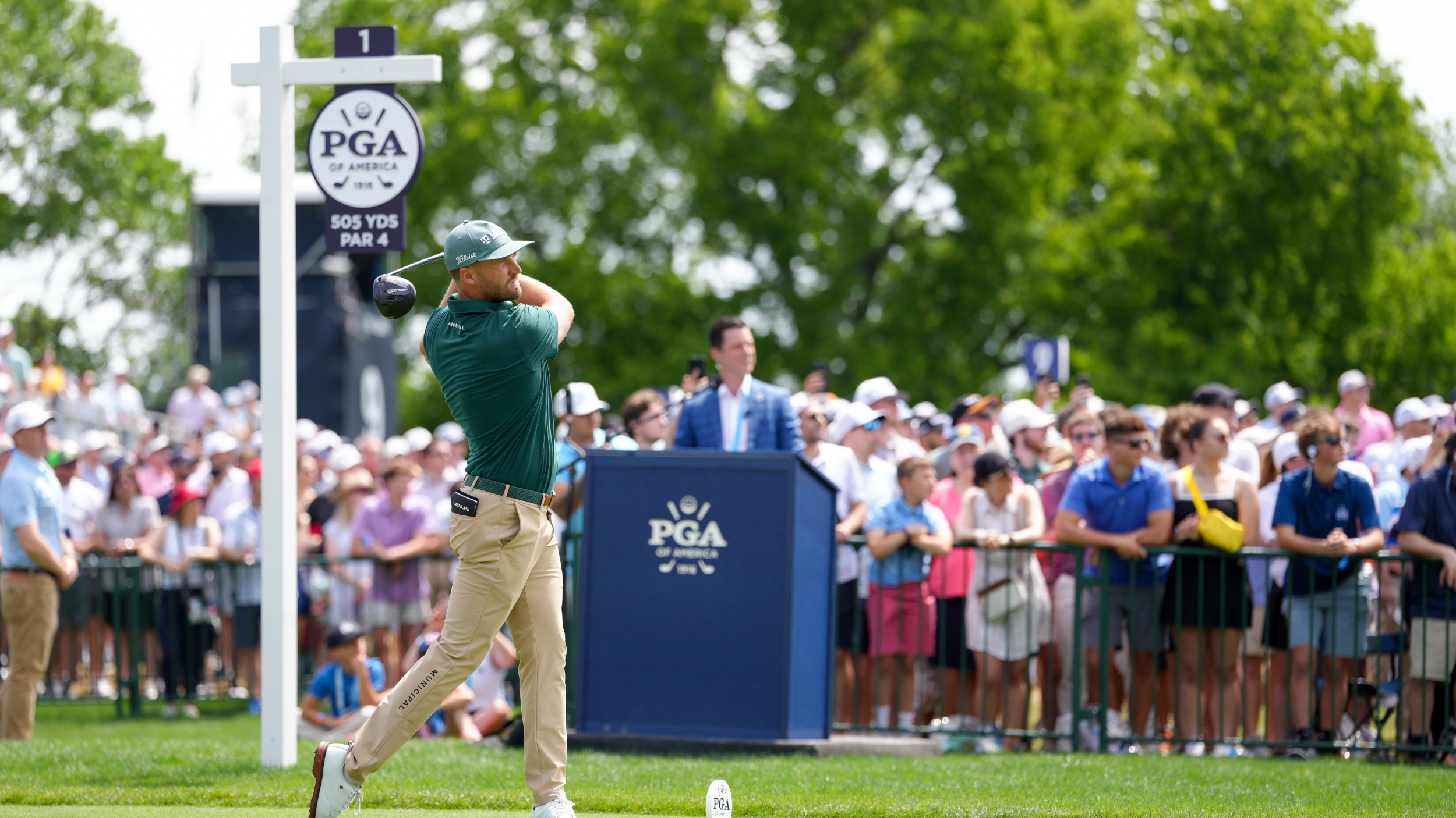 Wyndham Clark takes a shot during the PGA Championship