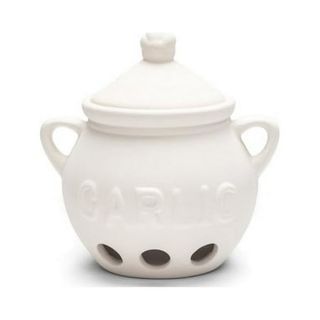 Fox Run Brands Ceramic Garlic Storage Jar, White, 5.75